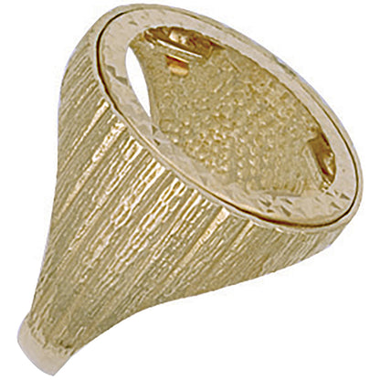 Yellow Gold (Full) Barked Sides Sovereign Ring