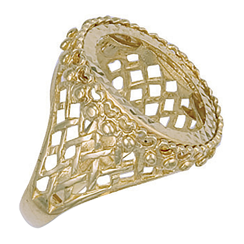 Yellow Gold (Half) Basket Side Sovereign Ring – product view