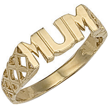 Yellow Gold Basket Sides Mum Ring – product view