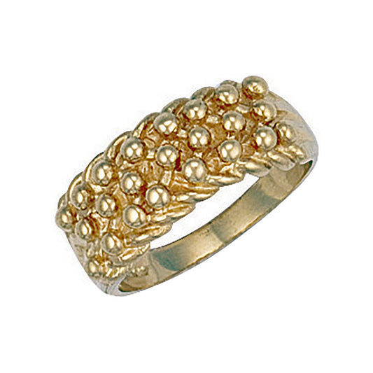 Yellow Gold Woven Back 3 Row Keeper Ring