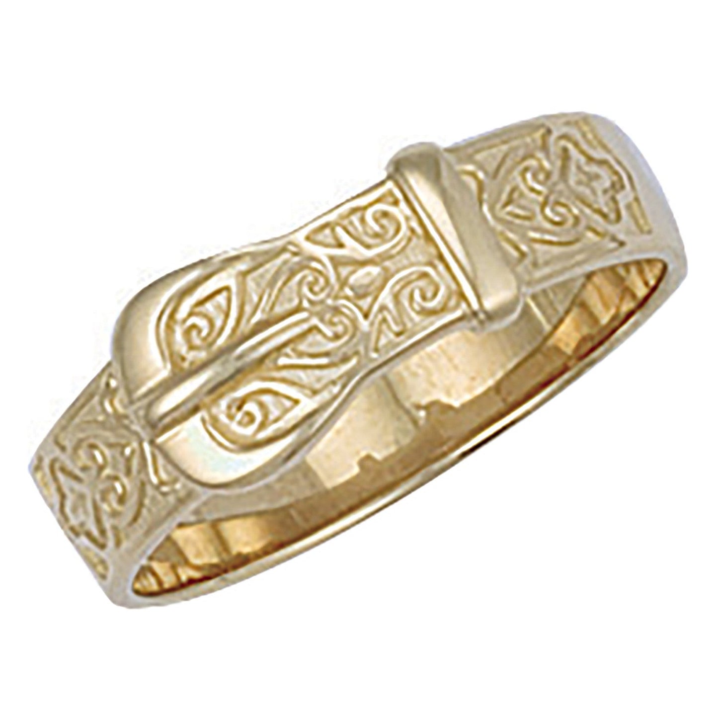 Yellow Gold Patterned Buckle Ring