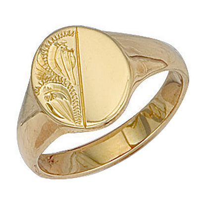 Yellow Gold Oval Engraved Signet Ring – product view