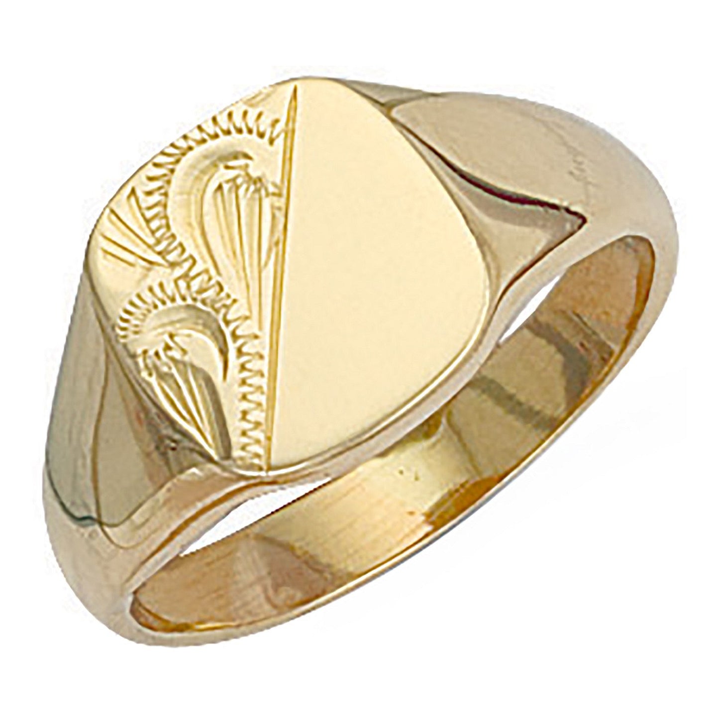 Yellow Gold Cushion Engraved Signet Ring