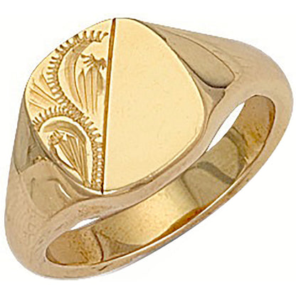 Yellow Gold Cushion Engraved Signet Ring – product view