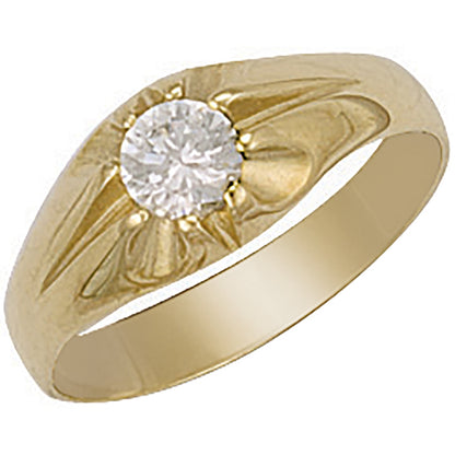 Yellow Gold Cubic Zirconia Gipsy Ring