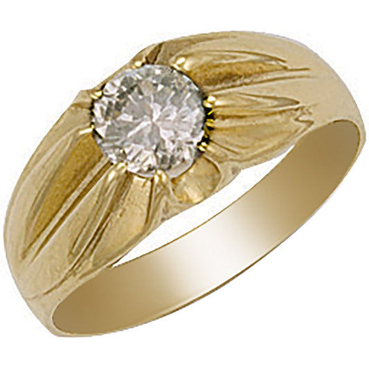 Yellow Gold Cubic Zirconia Gipsy Ring