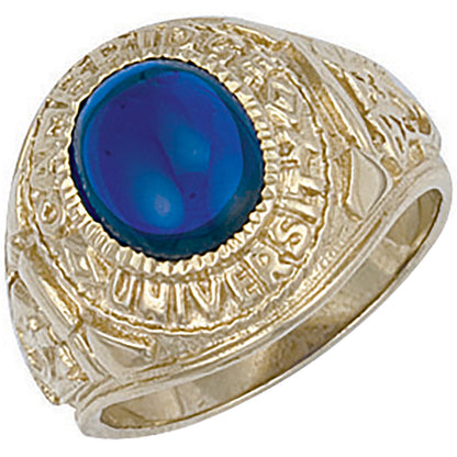 Yellow Gold Blue Cabochon University/College Ring