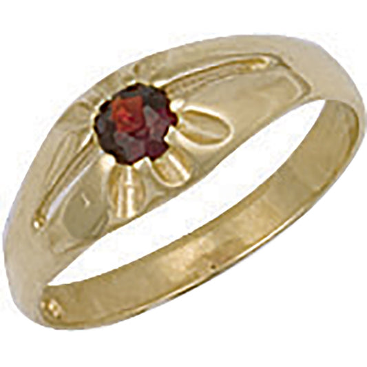 Yellow Gold Garnet Baby Gipsy Ring