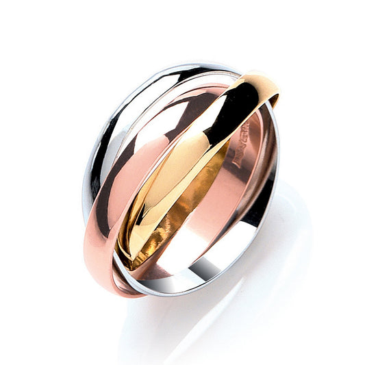 Yellow White & Rose Gold 3mm Russian Wedding Band