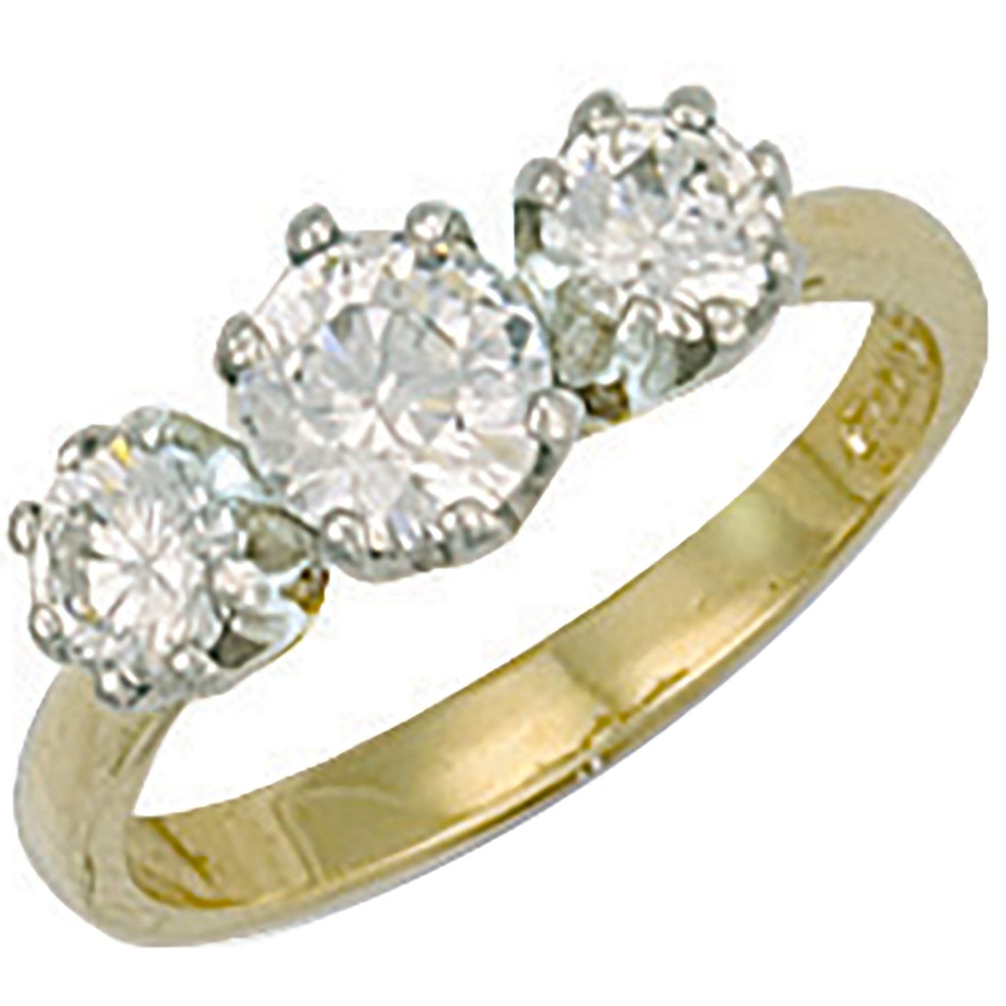 Yellow Gold Cubic Zirconia 3 Stone Cubic Zirconia Ring