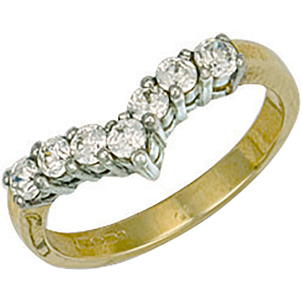Yellow Gold Cubic Zirconia Wishbone Ring – product view