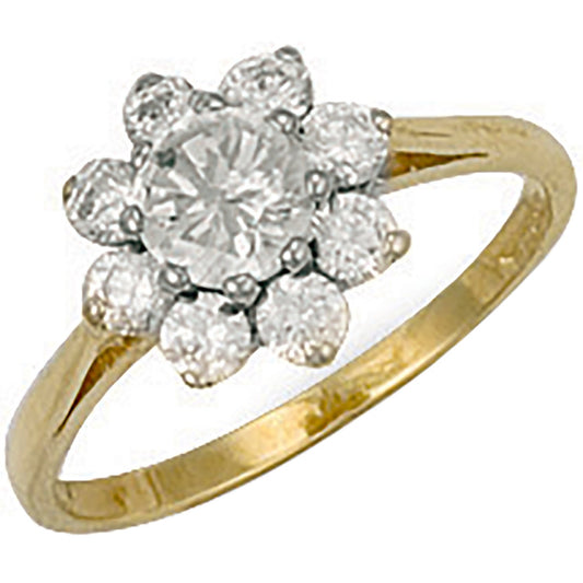 Yellow Gold Cubic Zirconia Cluster Ring