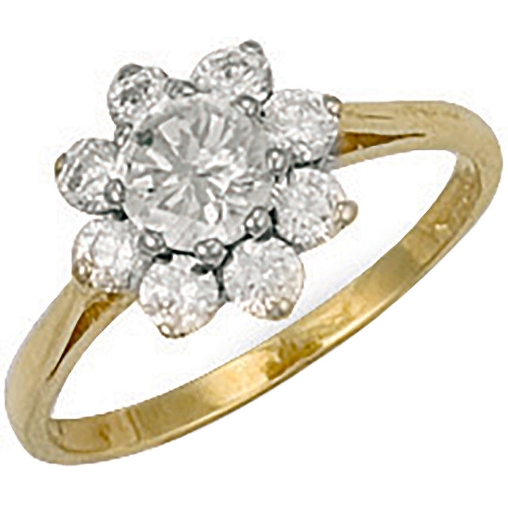 Yellow Gold Cubic Zirconia Cluster Ring
