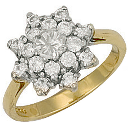 Yellow Gold Cubic Zirconia Cluster Ring