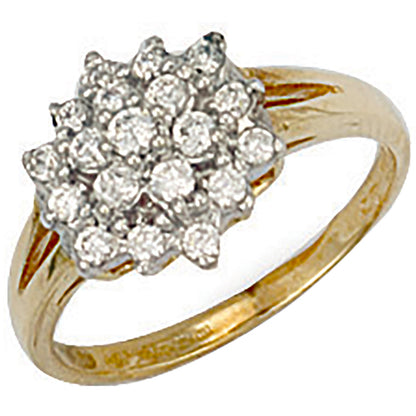 Yellow Gold Cubic Zirconia Cluster Ring