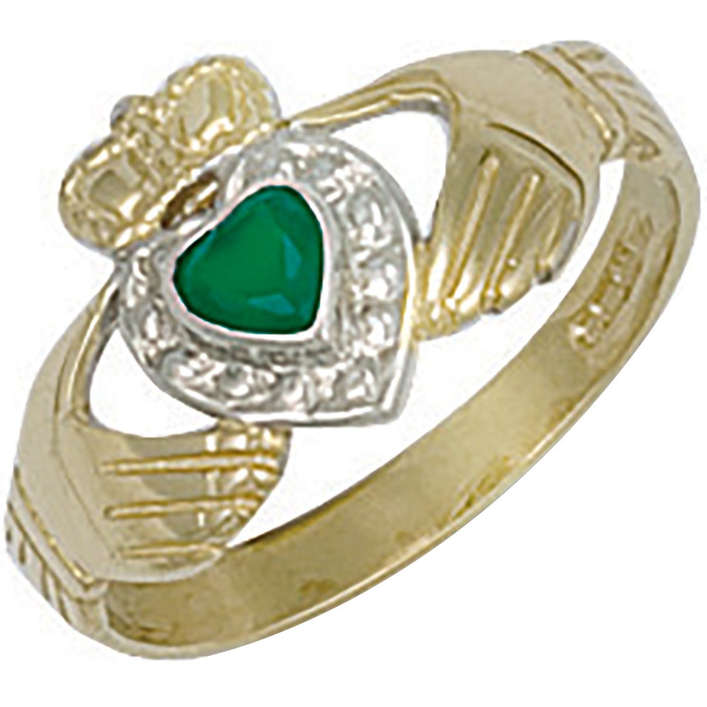 Yellow Gold Cubic Zirconia &  Claddagh Ring