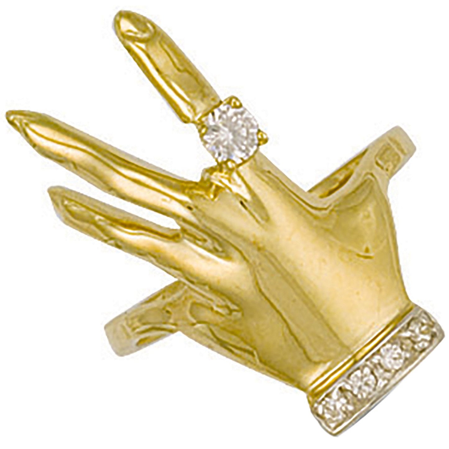 Yellow Gold Cubic Zirconia Hand Ring