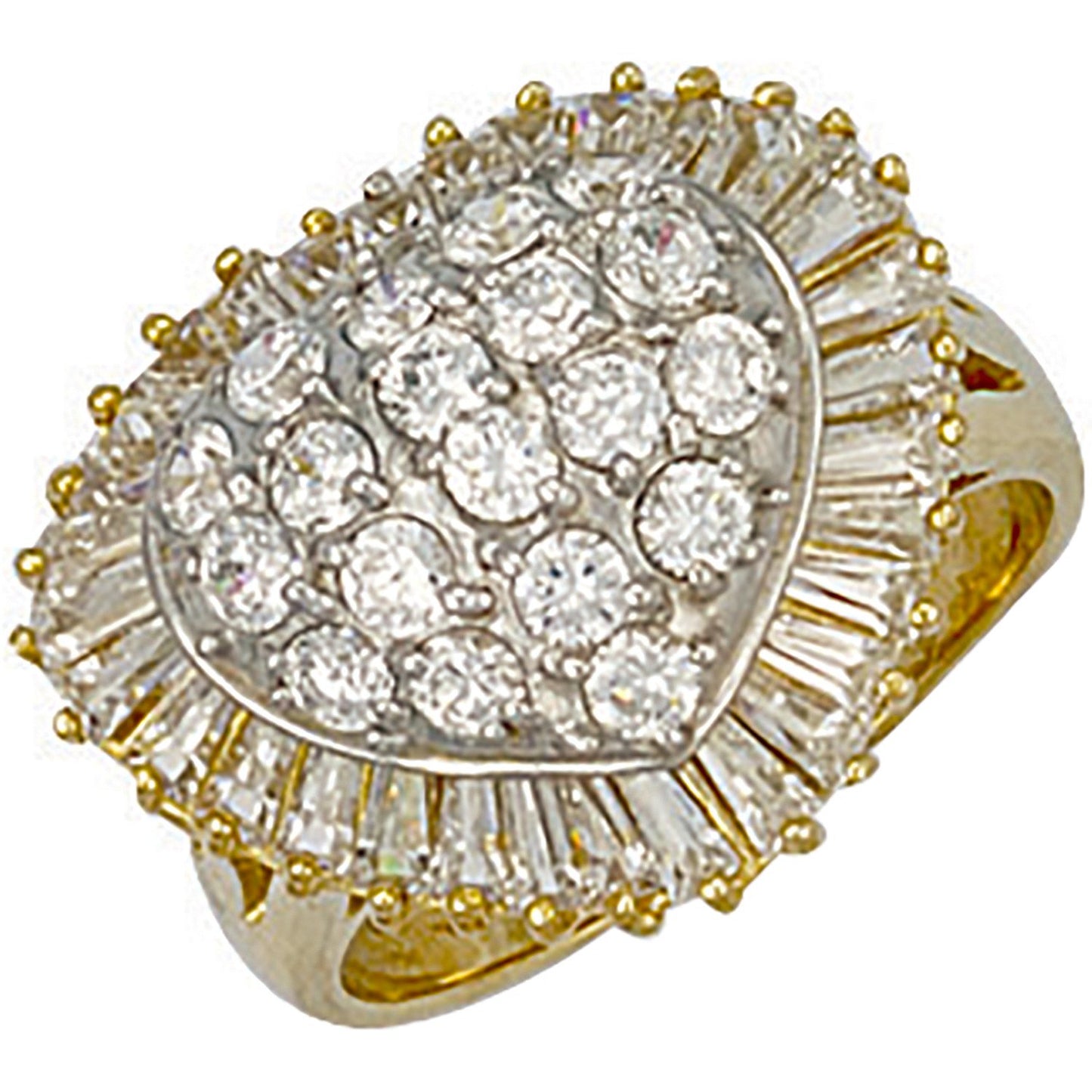 Yellow Gold Cubic Zirconia Heart Cluster Ring