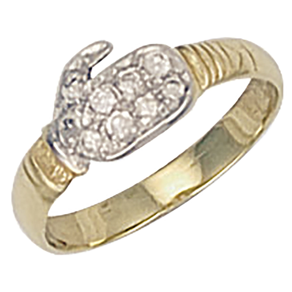 Yellow Gold Cubic Zirconia Baby Boxing Glove Ring