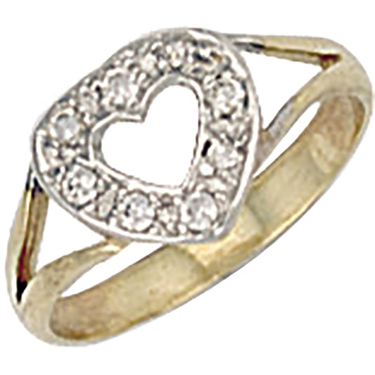 Yellow Gold Cubic Zirconia Heart Baby Ring