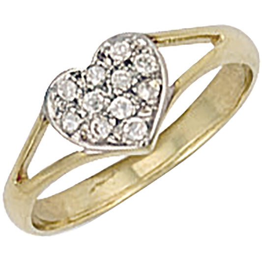 Yellow Gold Cubic Zirconia Heart Baby Ring