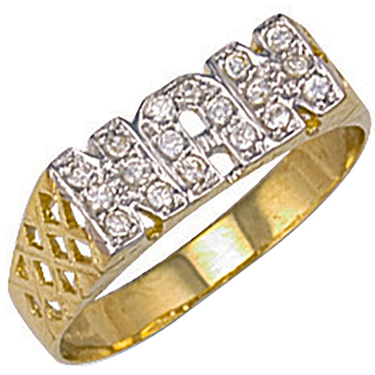Yellow Gold Cubic Zirconia Basket Sides Nan Ring