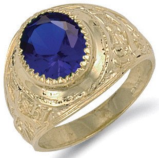 Yellow Gold Blue Cubic Zirconia College Ring