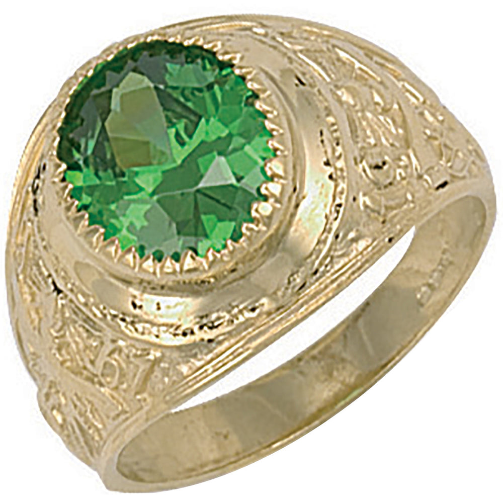 Yellow Gold Green Cubic Zirconia College Ring