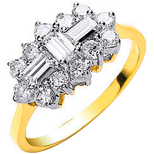 Yellow Gold Cubic Zirconia Boat Ring