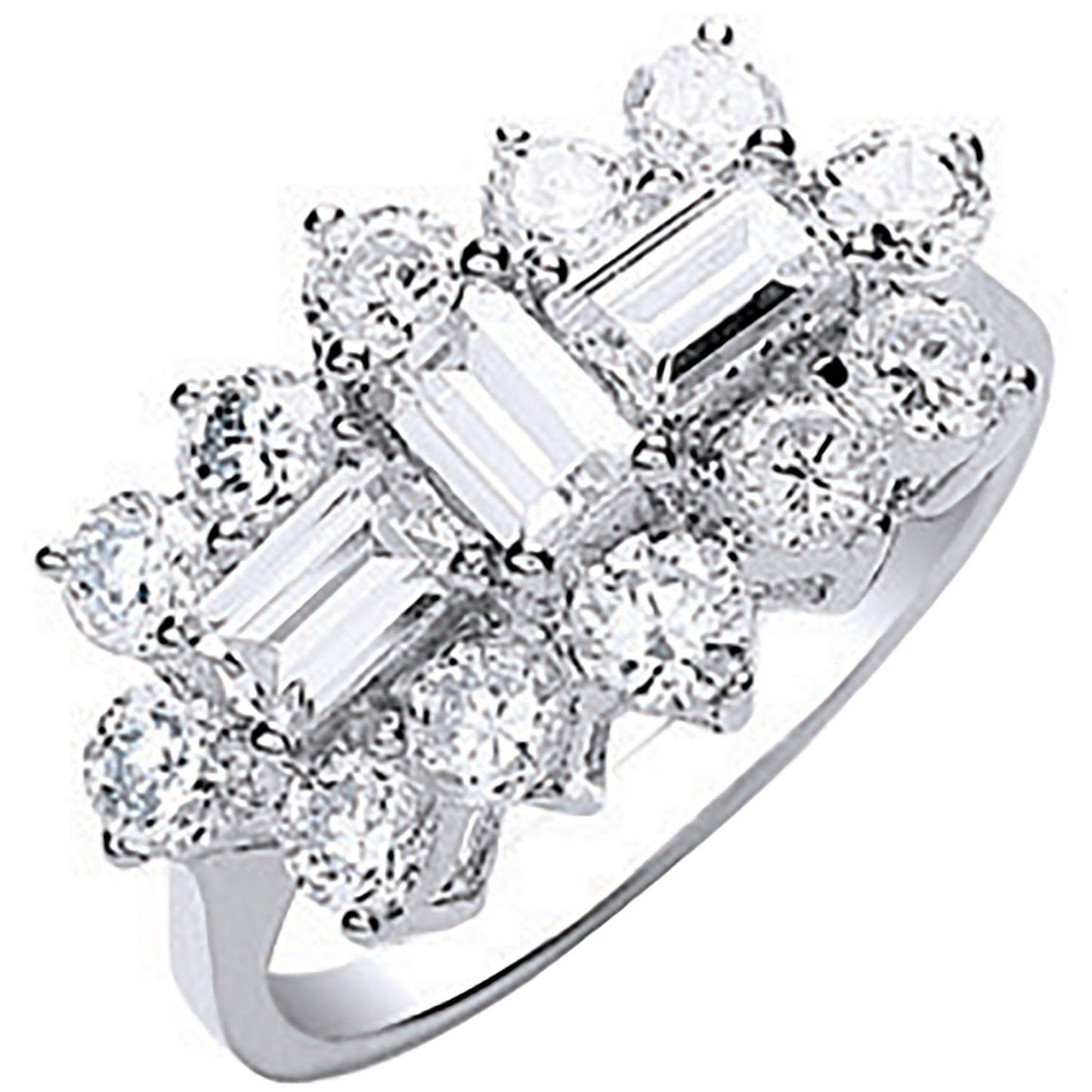 White Gold Cubic Zirconia Boat Ring