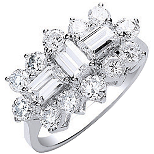 White Gold Cubic Zirconia Boat Ring