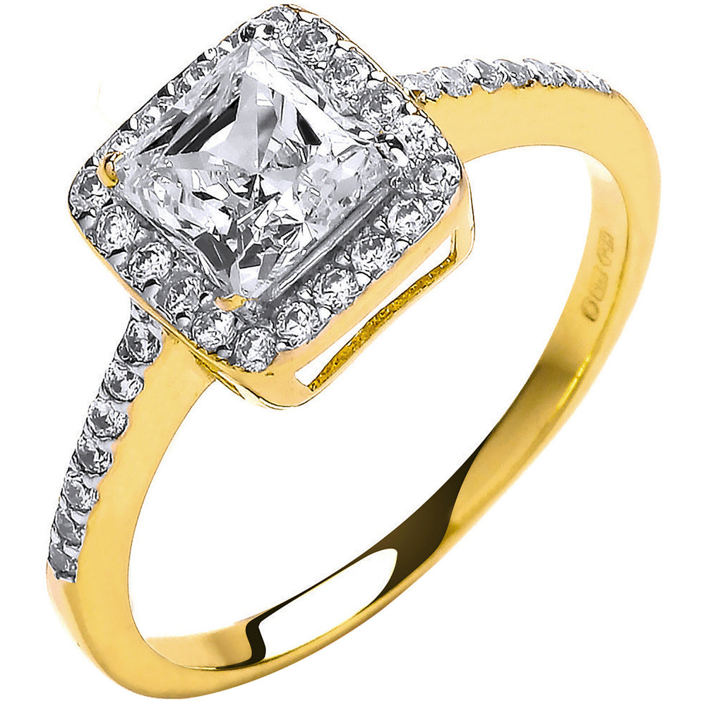 Yellow Gold Ladies Princes Centre Cubic Zirconia Ring