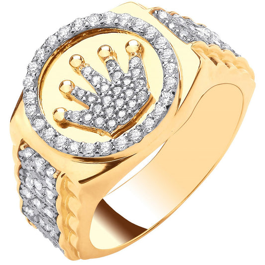 Yellow Gold Cubic Zirconia Crown Ring