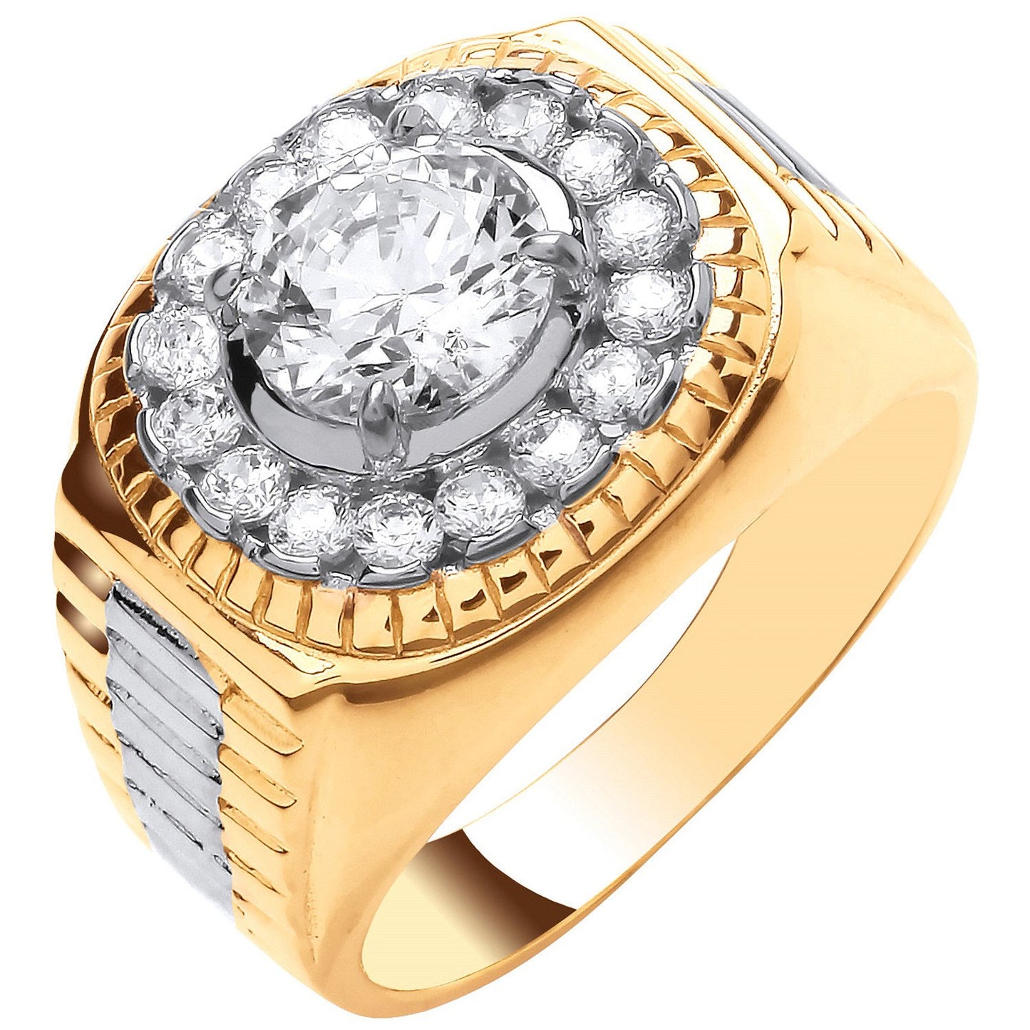 Yellow Gold 8.0mm Cubic Zirconia Fancy Ring