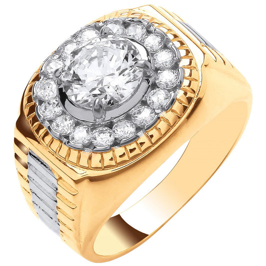 Yellow Gold 8.0mm Cubic Zirconia Fancy Ring