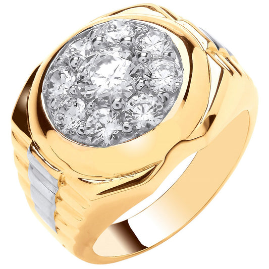 Yellow Gold Fancy Gents Cubic Zirconia Ring