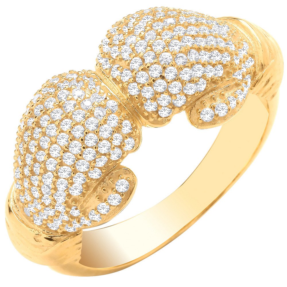 Yellow Gold Boxing Gloves Cubic Zirconia Gents Ring