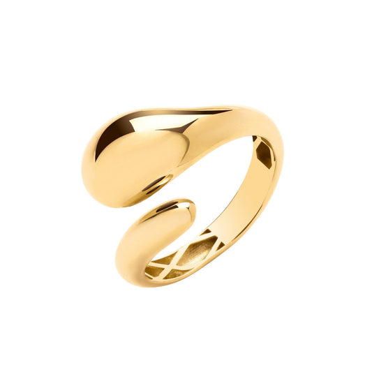 Yellow Gold Cross Over, Teardrop Ladies Ring