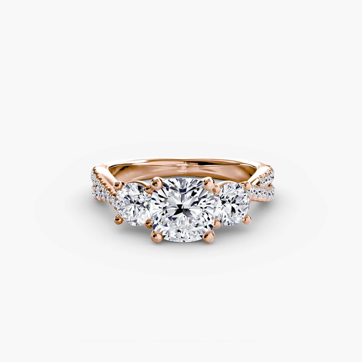 Three-Stone with Pavé Band - engagement & wedding ring for women with 0.50ct-3.00ct stone options | Imperial Time UK Ltd