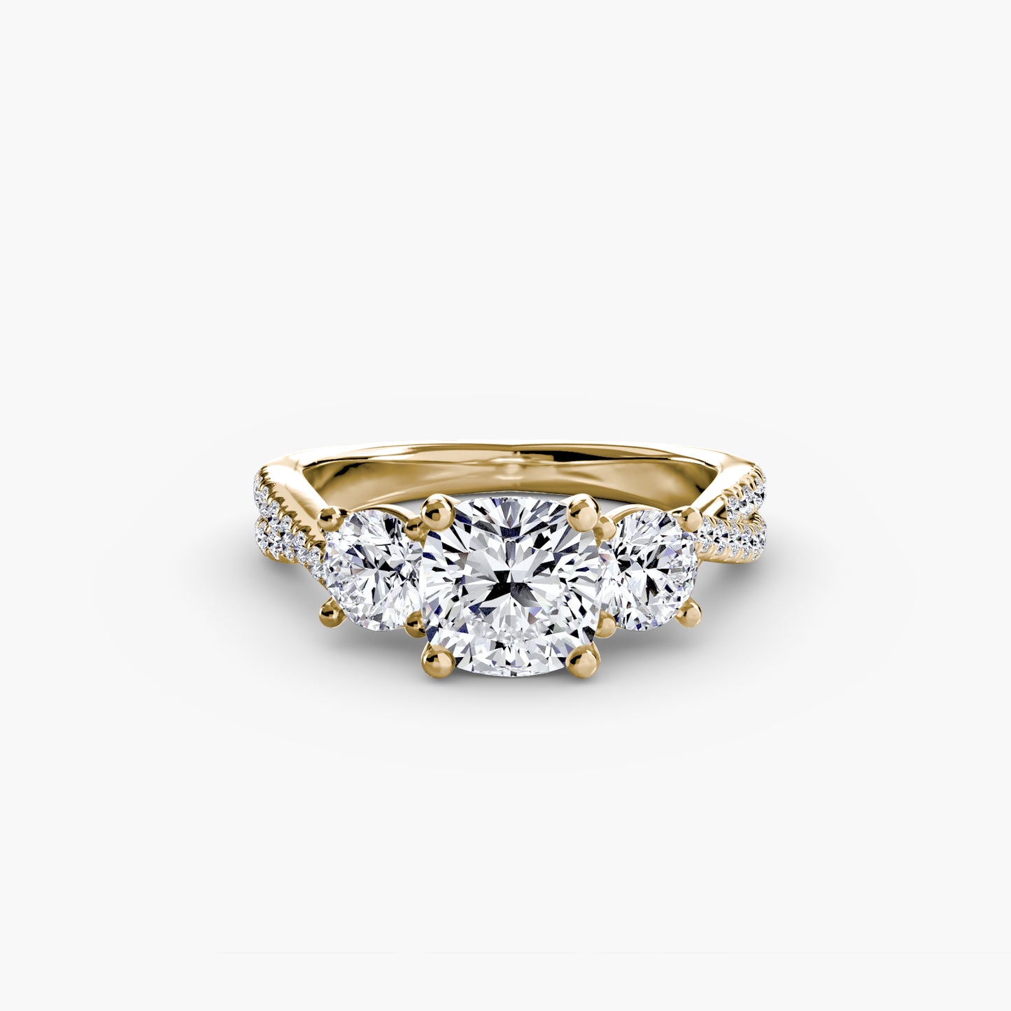Three-Stone with Pavé Band - engagement & wedding ring for women with 0.50ct-3.00ct stone options | Imperial Time UK Ltd