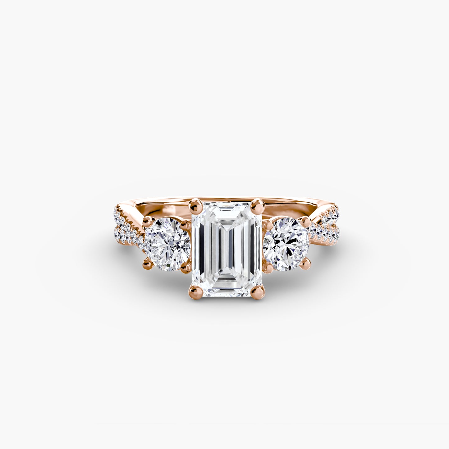 Three-Stone with Pavé Band - engagement & wedding ring for women with 0.50ct-3.00ct stone options | Imperial Time UK Ltd