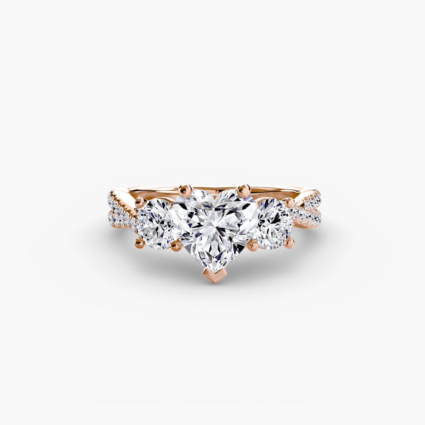 Three-Stone with Pavé Band - engagement & wedding ring for women with 0.50ct-3.00ct stone options | Imperial Time UK Ltd
