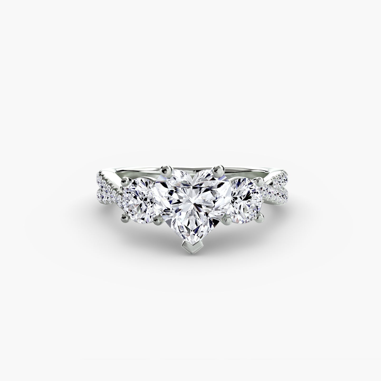 Three-Stone with Pavé Band - engagement & wedding ring for women with 0.50ct-3.00ct stone options | Imperial Time UK Ltd
