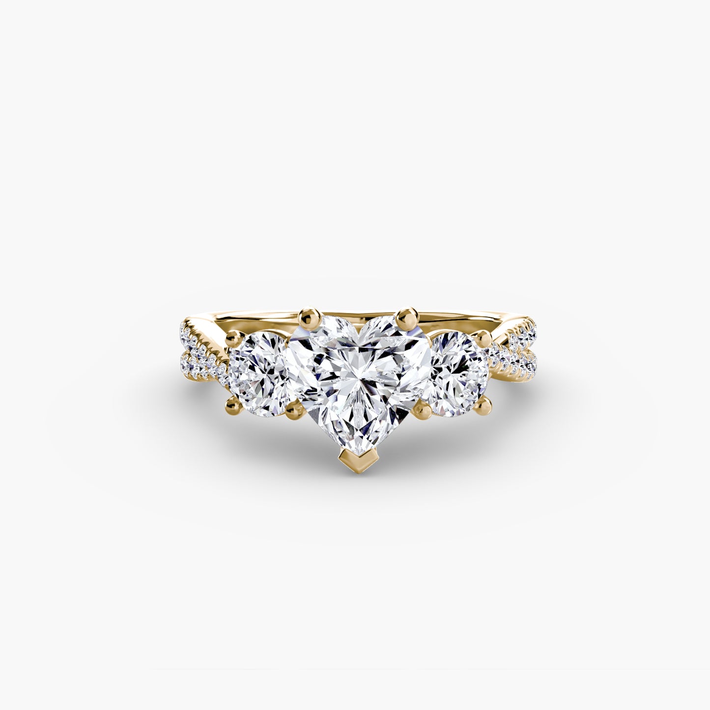 Three-Stone with Pavé Band - engagement & wedding ring for women with 0.50ct-3.00ct stone options | Imperial Time UK Ltd