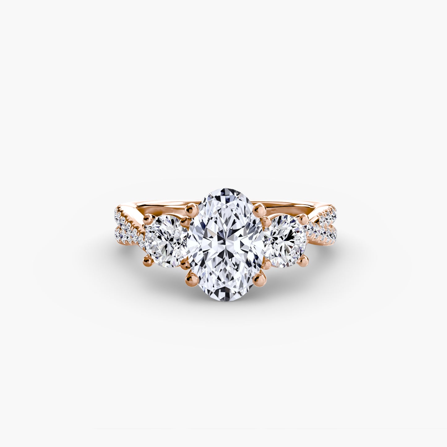 Three-Stone with Pavé Band - engagement & wedding ring for women with 0.50ct-3.00ct stone options | Imperial Time UK Ltd
