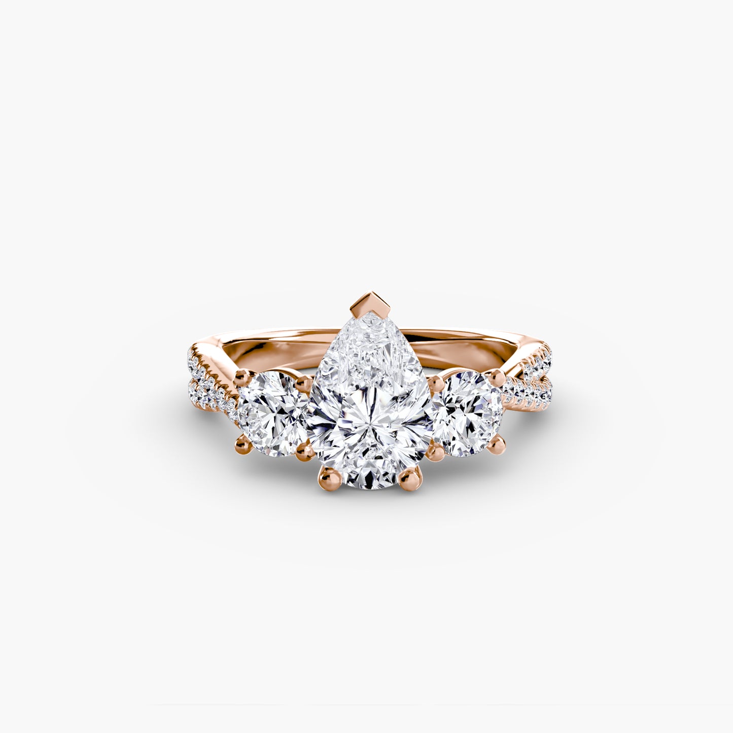 Three-Stone with Pavé Band - engagement & wedding ring for women with 0.50ct-3.00ct stone options | Imperial Time UK Ltd