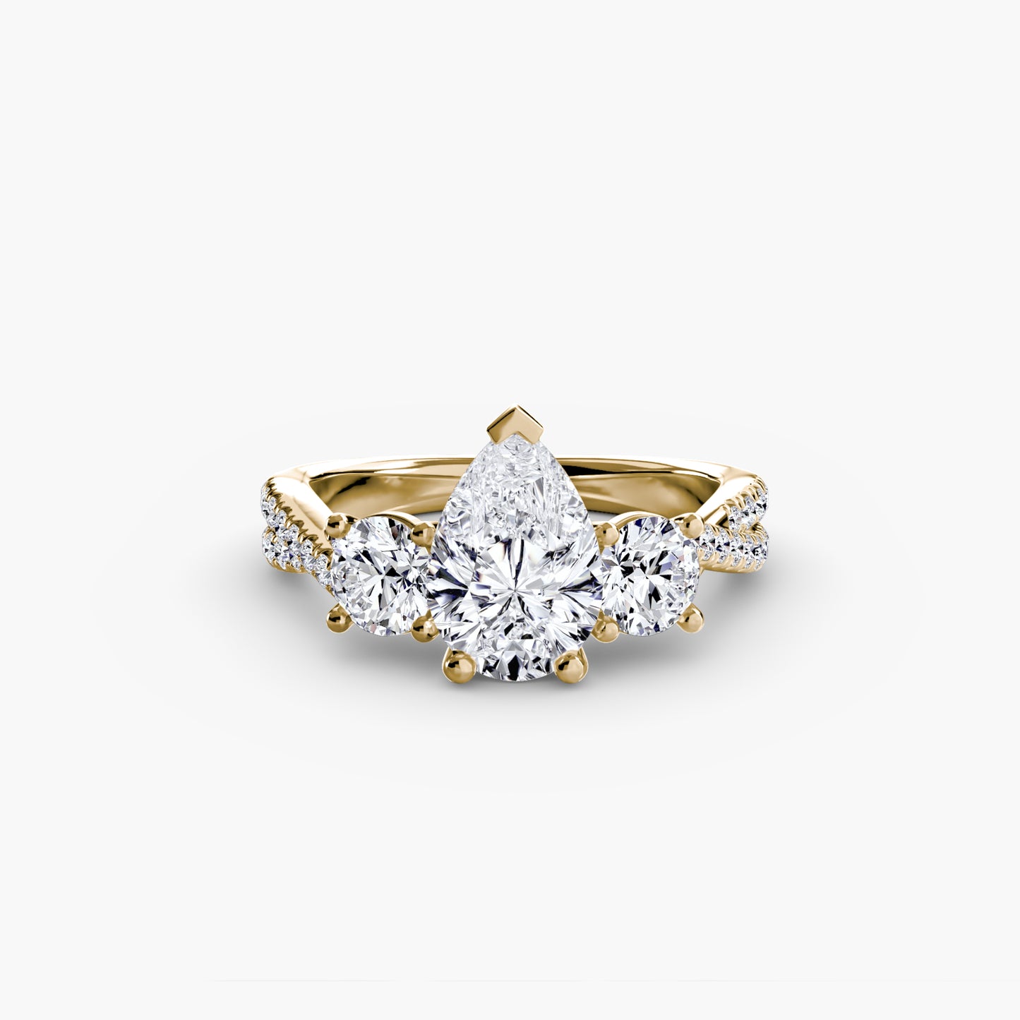 Three-Stone with Pavé Band - engagement & wedding ring for women with 0.50ct-3.00ct stone options | Imperial Time UK Ltd
