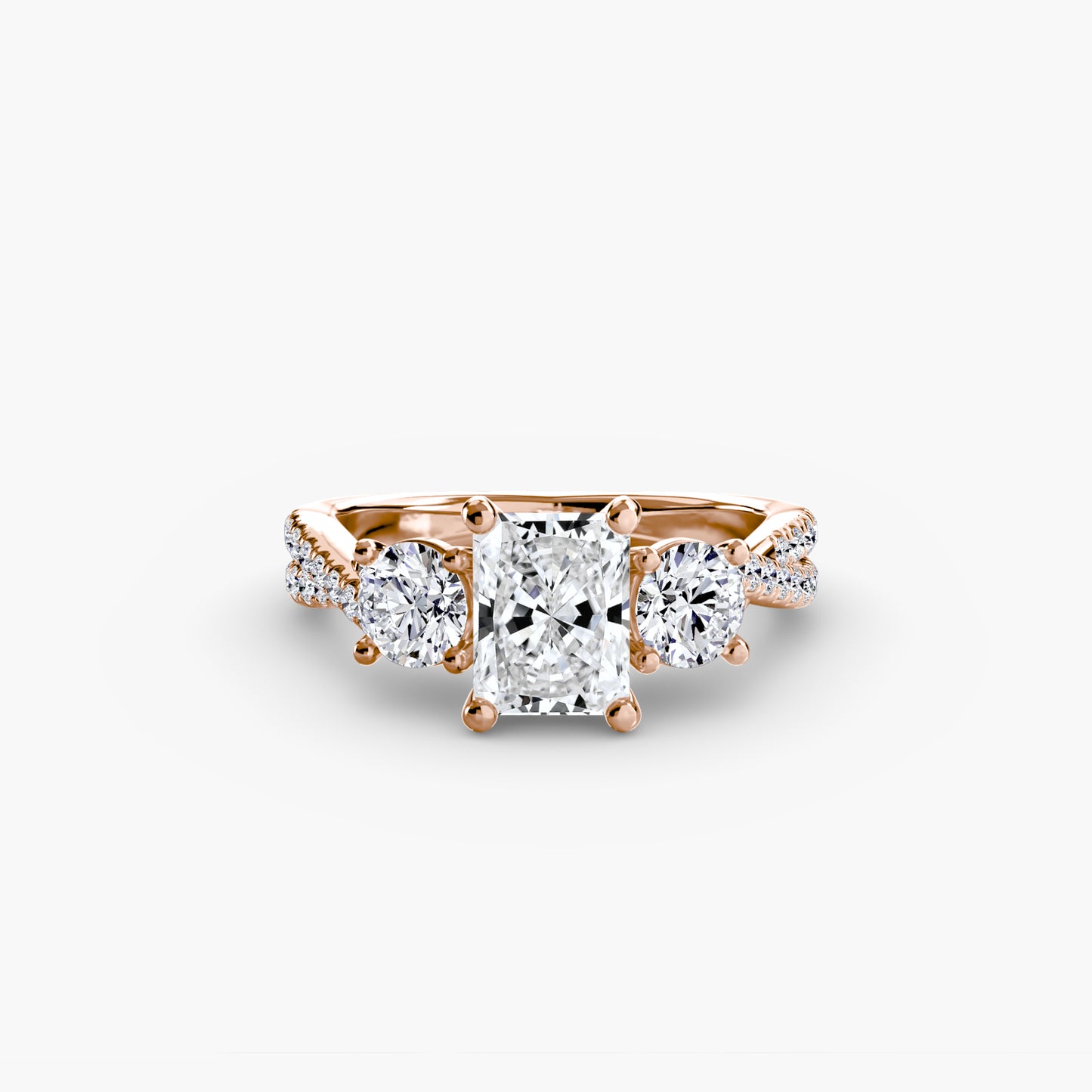 Three-Stone with Pavé Band - engagement & wedding ring for women with 0.50ct-3.00ct stone options | Imperial Time UK Ltd