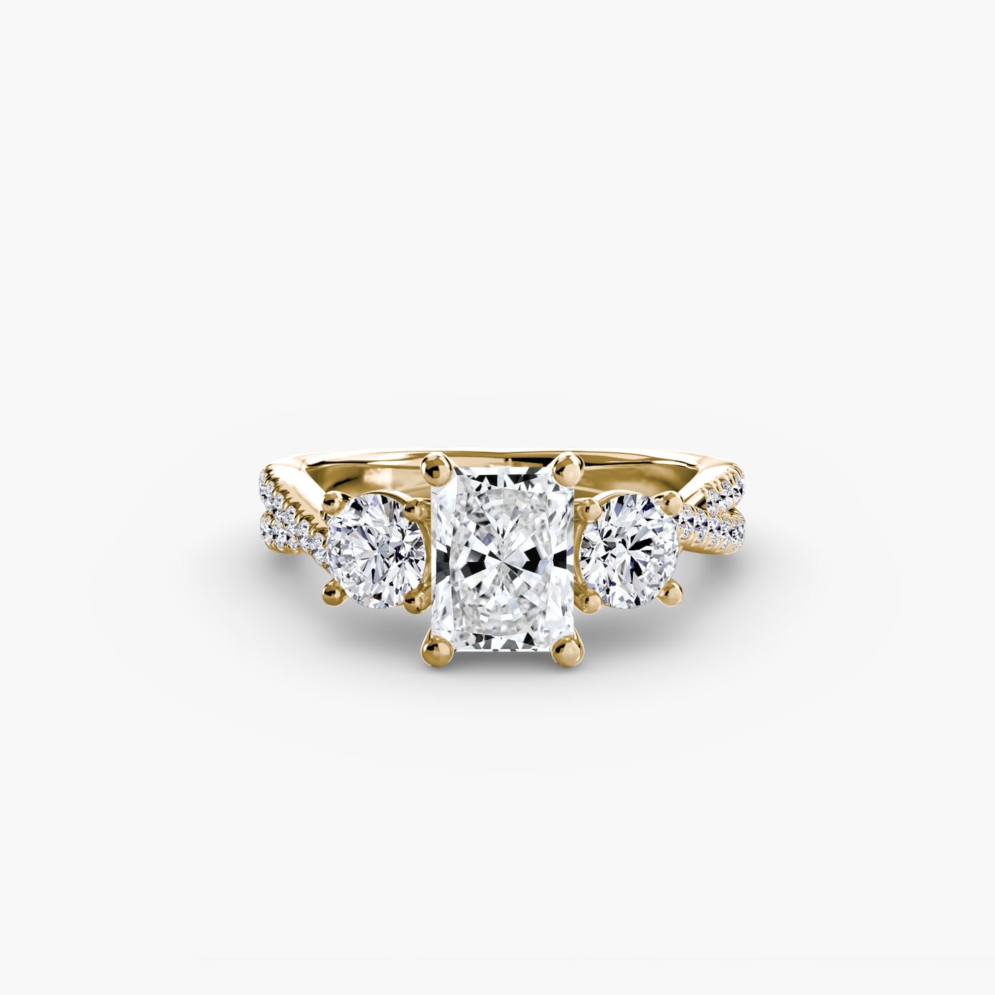 Three-Stone with Pavé Band - engagement & wedding ring for women with 0.50ct-3.00ct stone options | Imperial Time UK Ltd