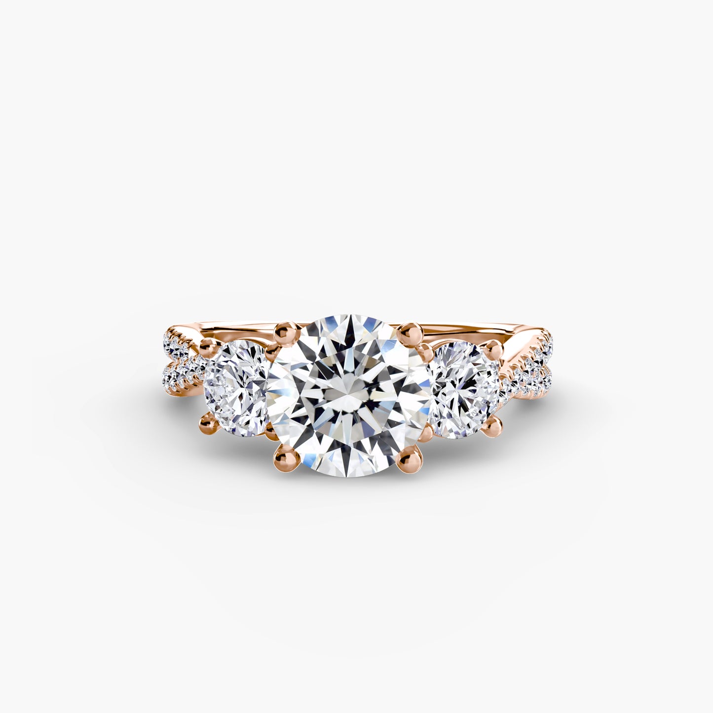 Three-Stone with Pavé Band - engagement & wedding ring for women with 0.50ct-3.00ct stone options | Imperial Time UK Ltd